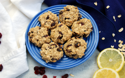 Vegan, Gluten-Free Lemon Cranberry Oatmeal Breakfast Cookies